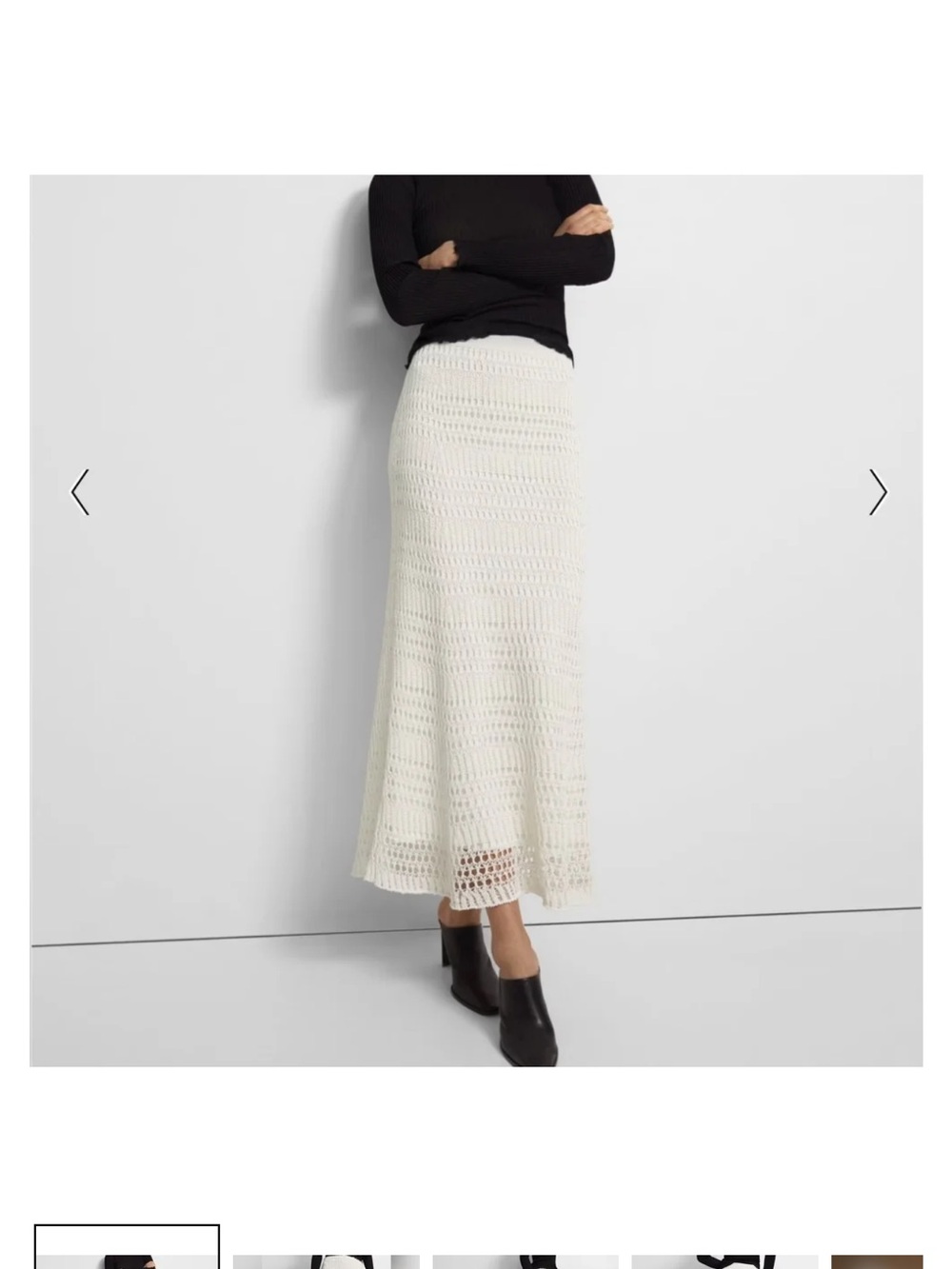 Theory Cream Crochet Midi Skirt